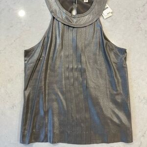 J. Crew Metallic Gray Silk Sleeveless Blouse Sz 10